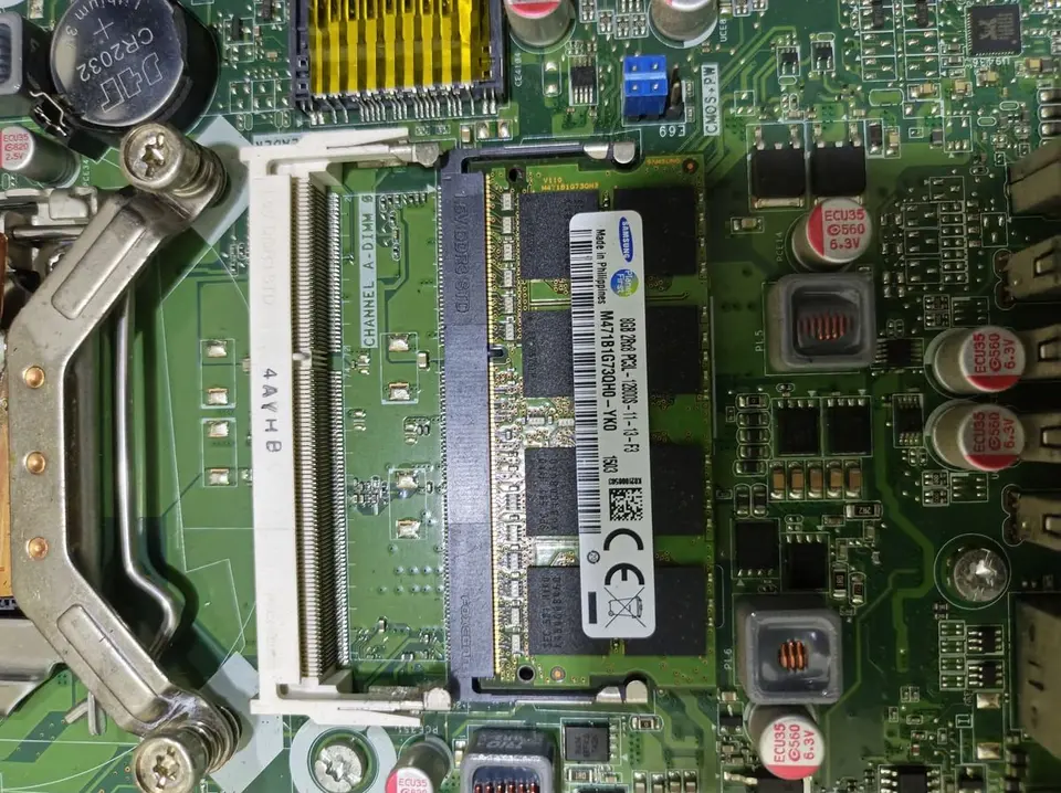Memory module seated in a computer motherboard slot