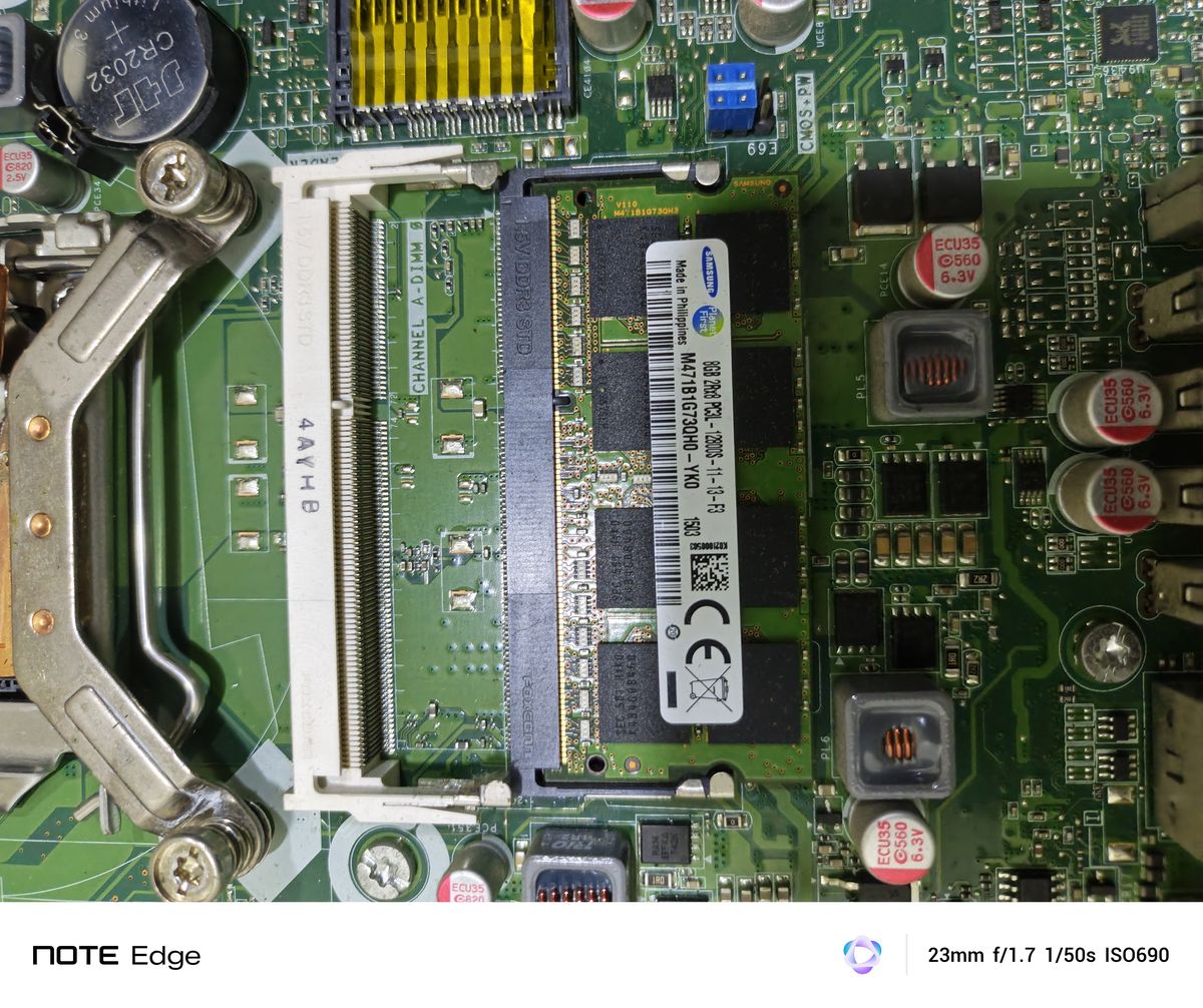 RAM seated in a DIMM slot